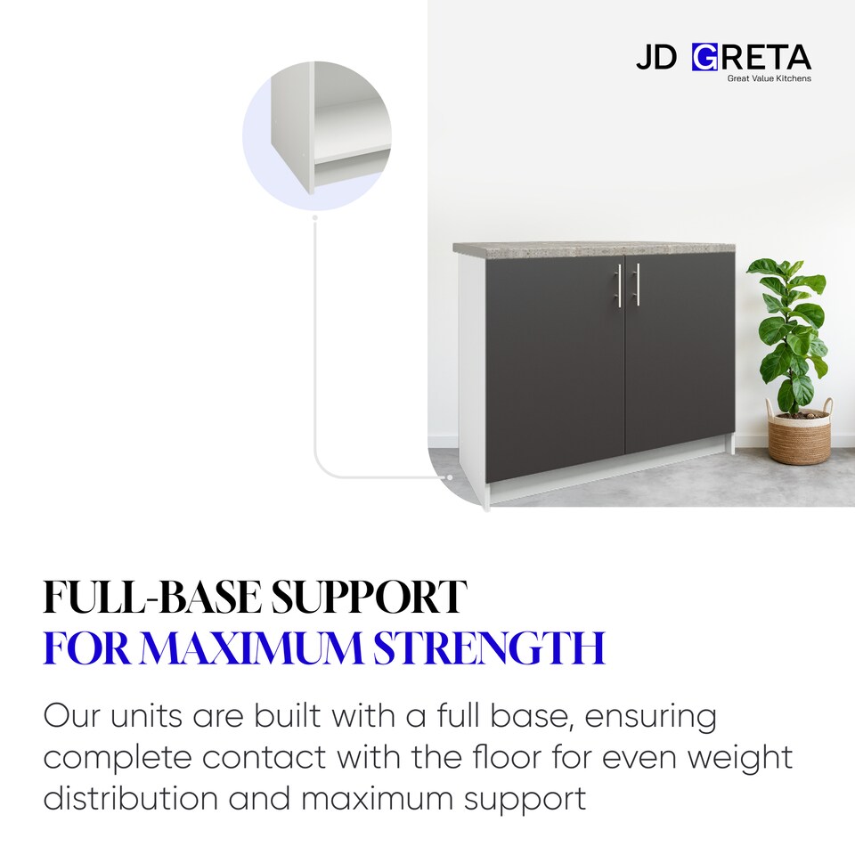 image 1 of JD Greta Kitchen Base Unit 1000mm Storage Cabinet With Doors Shelf 100cm Dark Grey Matt
