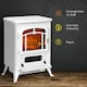 image 3 of HOMCOM Freestanding Electric Fireplace Indoor Heater Glass View Log Wood Burning Effect Flame Portable Fireplace Stove 9501850W White