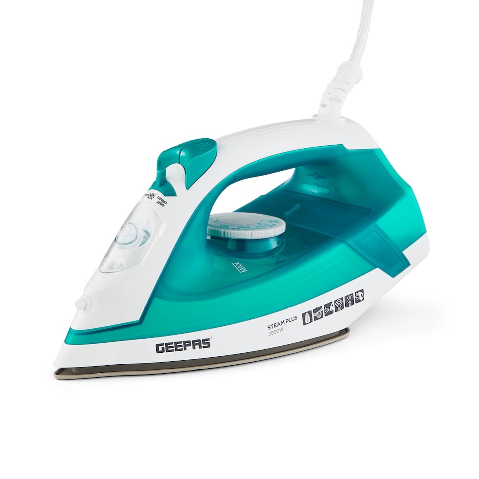 image 1 of GEEPAS Steam Iron Ceramic Soleplate 2000W Blue