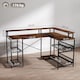 image 3 of HOMCOM L Shaped Gaming Desk with LED Lights and Power Outlets, 150cm Corner Computer Desk with Monitor Stand and Storage Shelves, Home Office Desk for Small Space, Rustic Brown