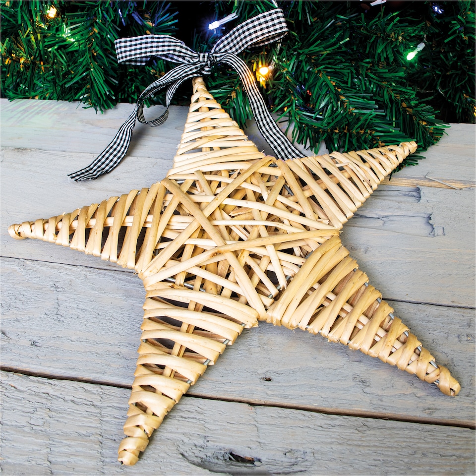 image 1 of St Helens Natural Wicker Christmas Star Willow Decoration