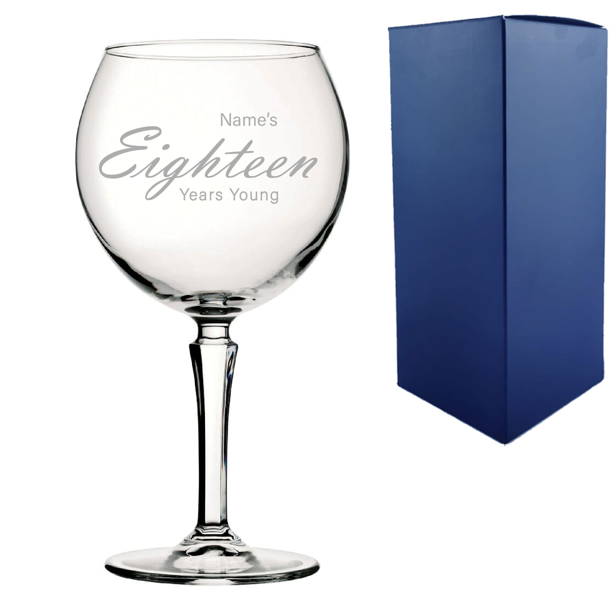 Uniqueful Personalised 18th Birthday Hudson Gin Glass Years Young Handwritten in Clear