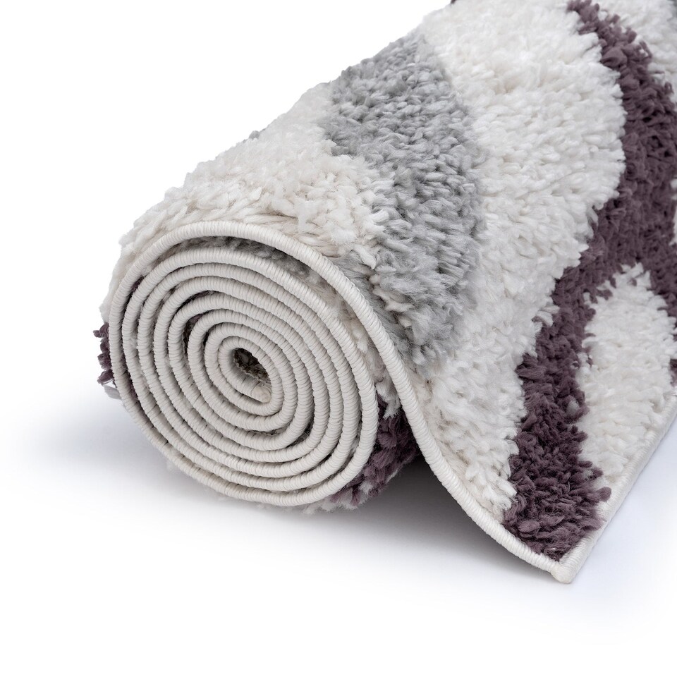 image 1 of The Rugs Moodi Collection Abstract Design Shaggy Soft High Pile Living Room Floor Rug and Runner
