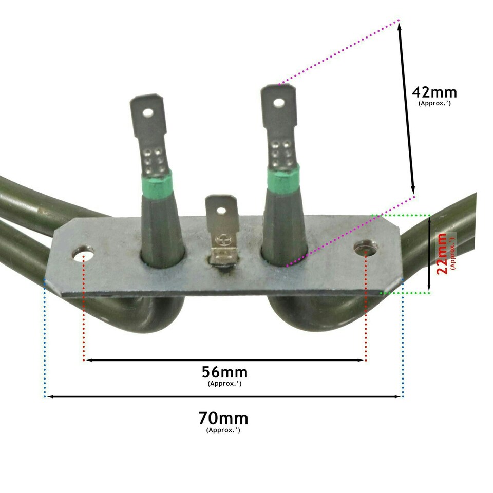 image 1 of SPARES2GO Fan Oven Element 2 Turn for Caple C2230 C2233 C2233BK C2236 Cooker 2000W
