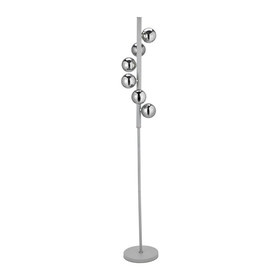 image 1 of Glass Ball and Grey Metal Floor Lamp For Living Room