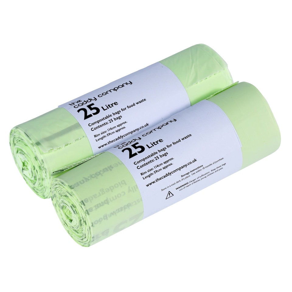 image 1 of The Caddy Company 25 Litre Compostable Food Waste Bin Bags - 2 Rolls