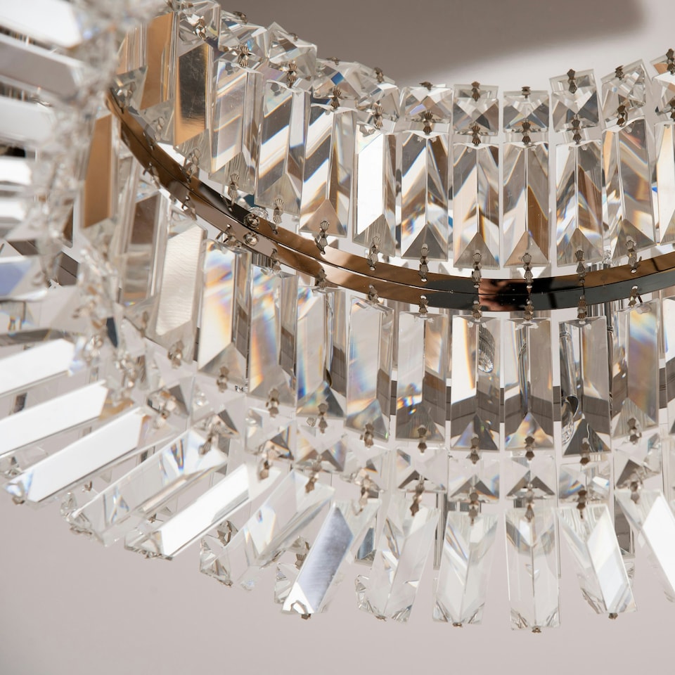 image 1 of HOMCOM Crystal Ceiling Light Modern Chandeliers for Living Room Bedroom Silver