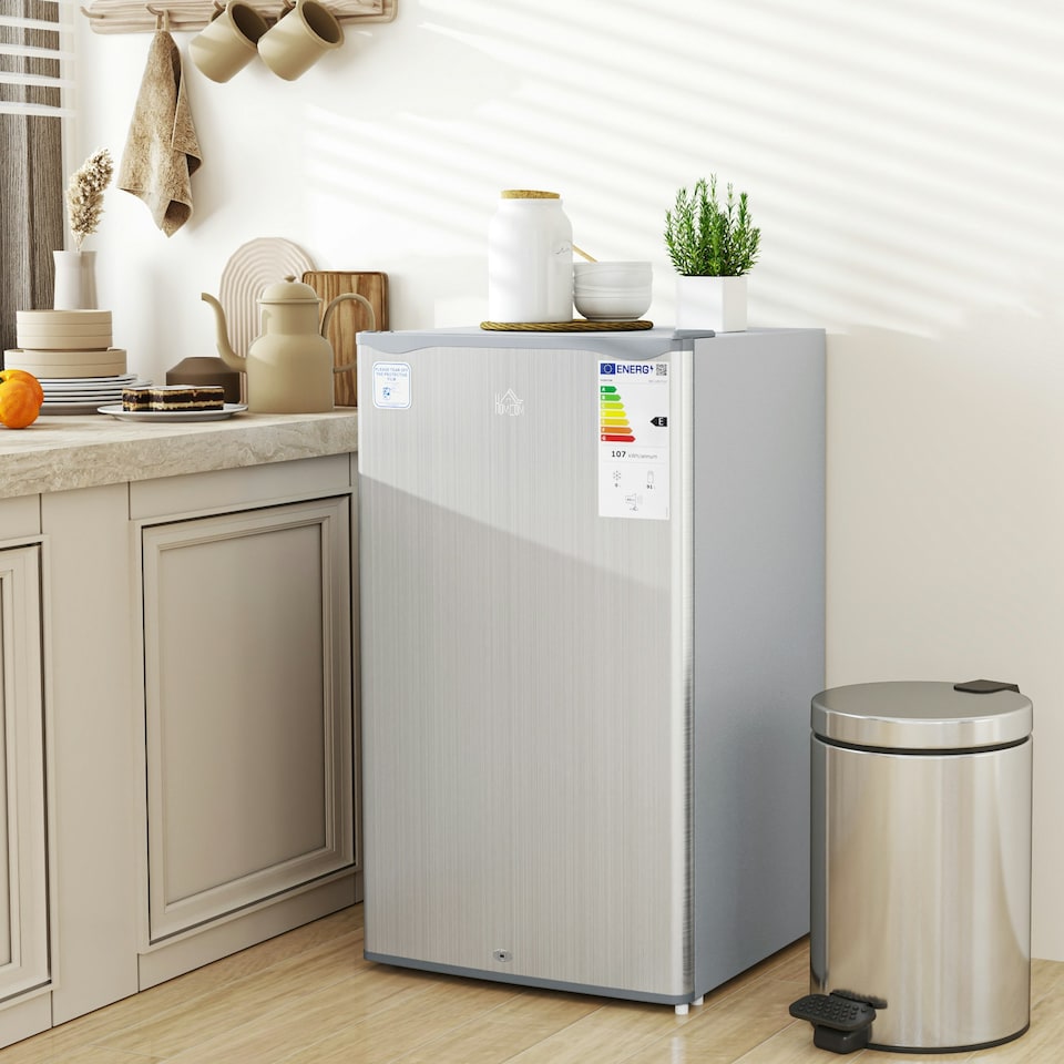 image 1 of HOMCOM 91L Freestanding Under Counter Fridge with Lock Grey