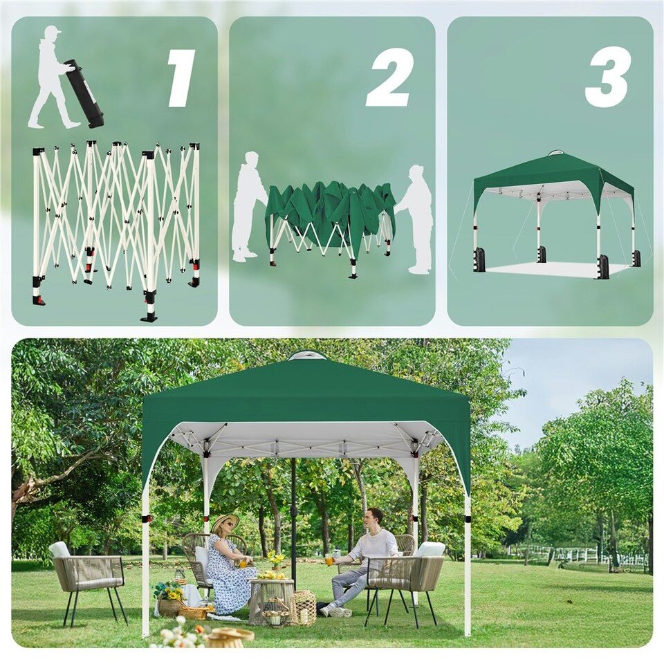image 1 of Yaheetech 300 cm  × 300 cm Portable Instant Heavy-Duty Canopy Green | Dark Green