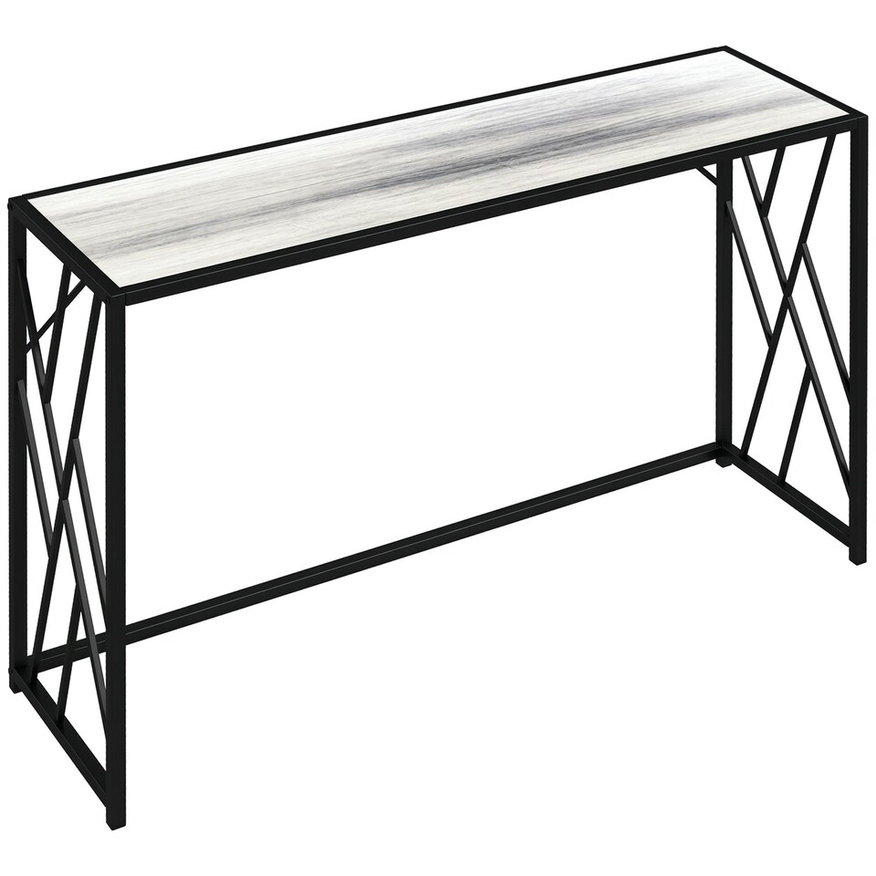 image 1 of HOMCOM Vintage Sofa Table, Metal Frame Console Table for Hallway Living Room Grey | Grey