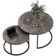 image 1 of HOMCOM 2 Pcs Stacking Coffee Table Set Steel Frame, Marble Dark Grey | Grey