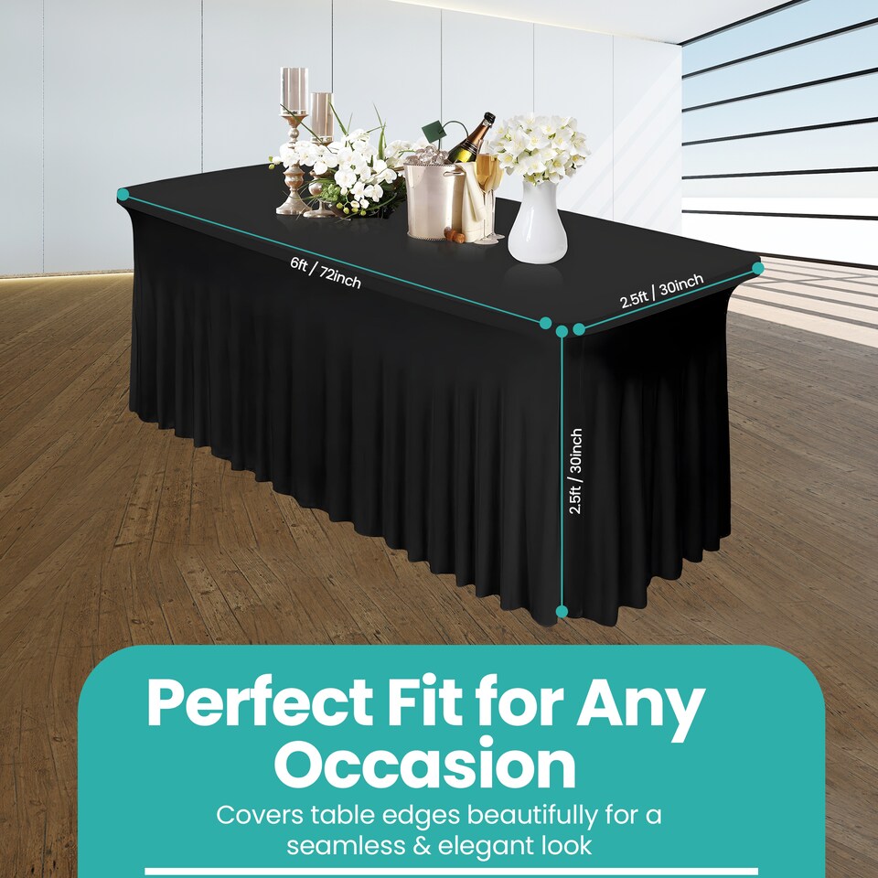 image 1 of Table Cloth Skirt, Pleated Round Spandex Tablecloth Cover - 6ft x 2.5ft