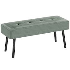 HOMCOM End of Bed Bench w/ Thick Padding and Steel Legs for Entryway, Green