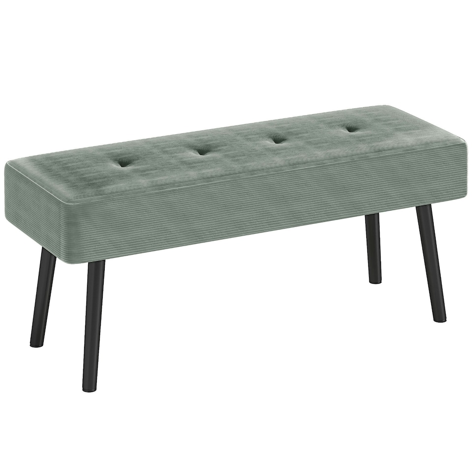 image 1 of HOMCOM End of Bed Bench w/ Thick Padding and Steel Legs for Entryway, Green