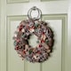image 3 of 36cm Frosted Hanging Christmas Wreath with Red Jingle Bells & Wooden Stars
