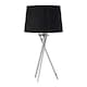 image 3 of Set of 2 Tripod - Chrome Lamps with Black & Gold Fabric Shade Chrome | Black
