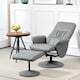 image 2 of HOMCOM PU Leather Armchair and Footrest Swivel Recliner w/ Ottoman Light Grey