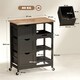 image 5 of HOMCOM Rolling Kitchen Island Cart, Bar Serving Cart, Compact Trolley on Wheels with Wood Top, Shelves & Drawers for Home Dining Area, Black
