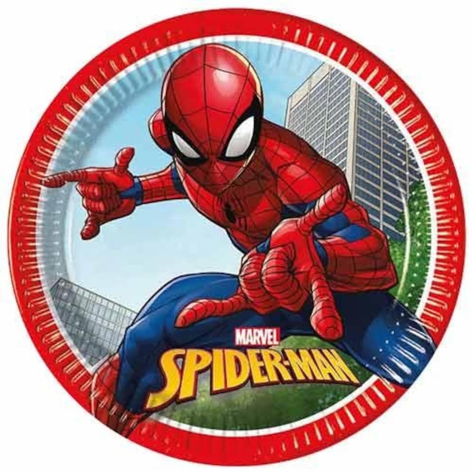 Spider-Man Crime Fighter Marvel Round Paper Plates 23cm - Pack of 8