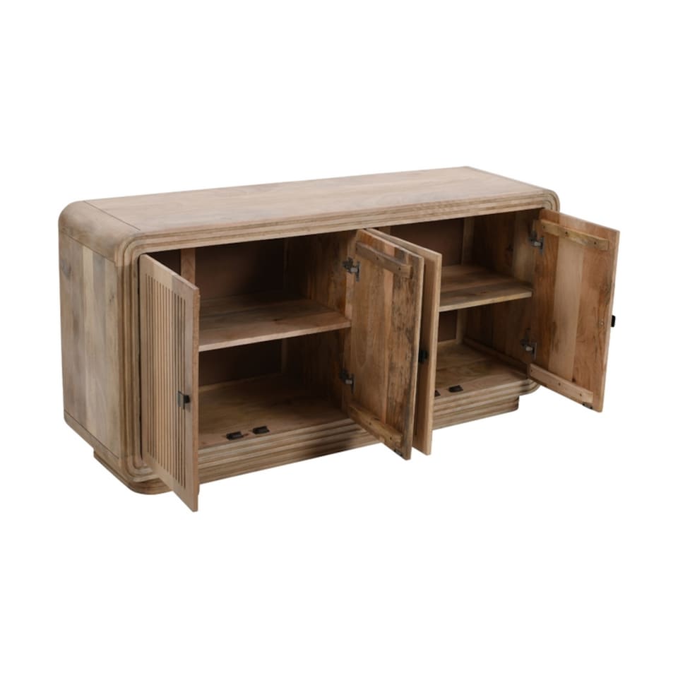 image 1 of Hudson Carved 4 Doors Large Sideboard - Mango Wood - L45 x W163 x H80 cm | Brown