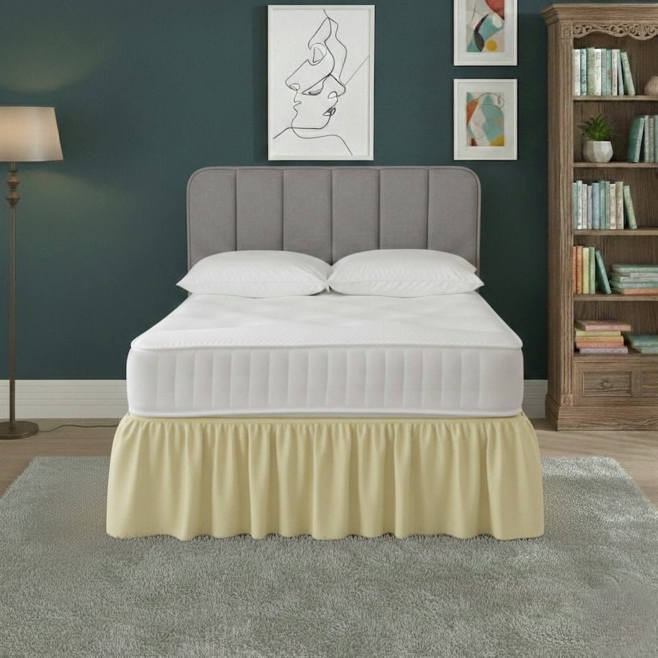 image 1 of Base Valance Polycotton Sheet for Divan Beds Easy Care Bed Base Cover | Yellow | Lemon | Double