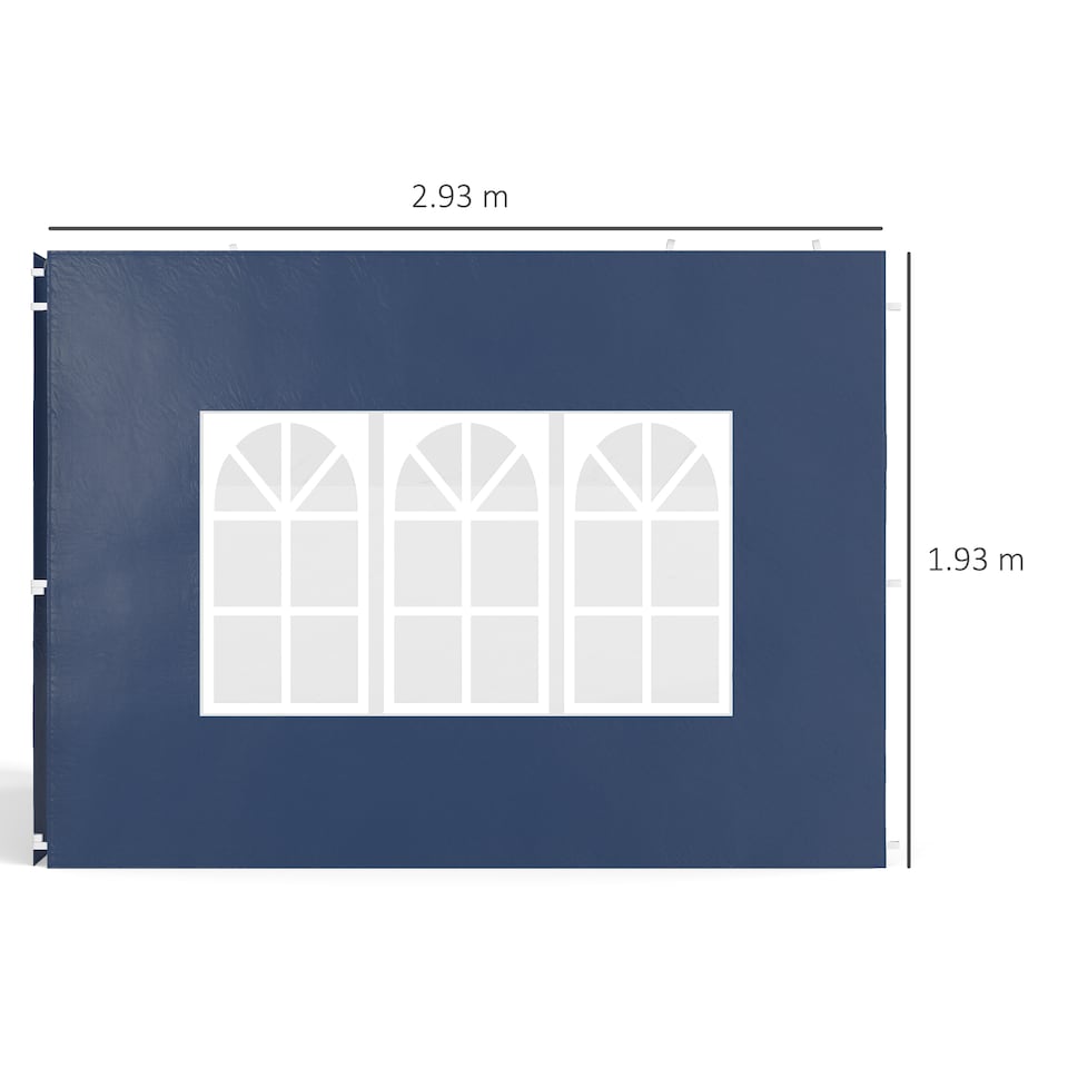 image 1 of Outsunny Gazebo Side Panels for 3x3(m) or 3x6m Gazebo Canopy, 2 Pack, Blue | Blue