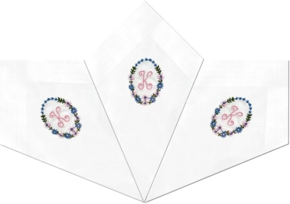 Warwick & Vance Ladies Initials Hankderchiefs, Letter K | White | K