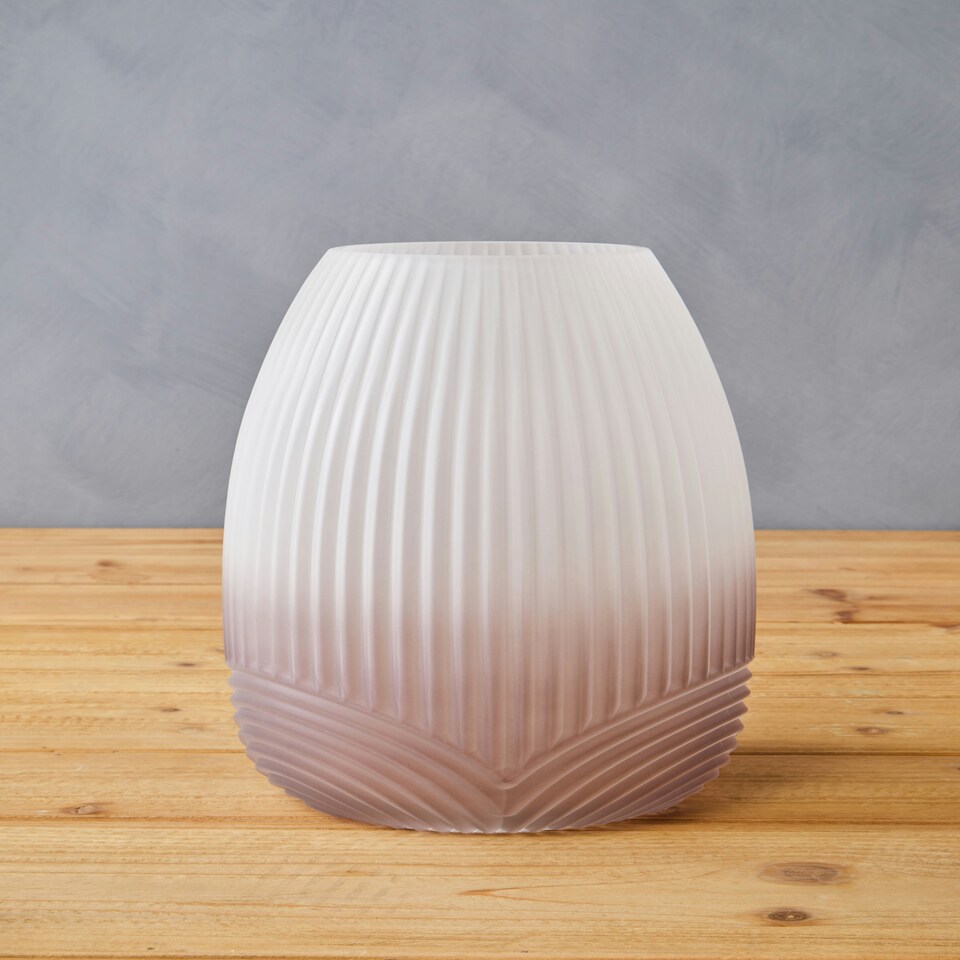 image 1 of Interiors by Premier Large Grey Ombre Glass Vase, Ribbed Glass Vase, Textured Modern Vase, Chic Flower Vase, Grey Glass Vase Grey