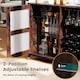 image 4 of COSTWAY Wine Bar Cabinet Liquor Buffet Sideboard with Wheels Brown