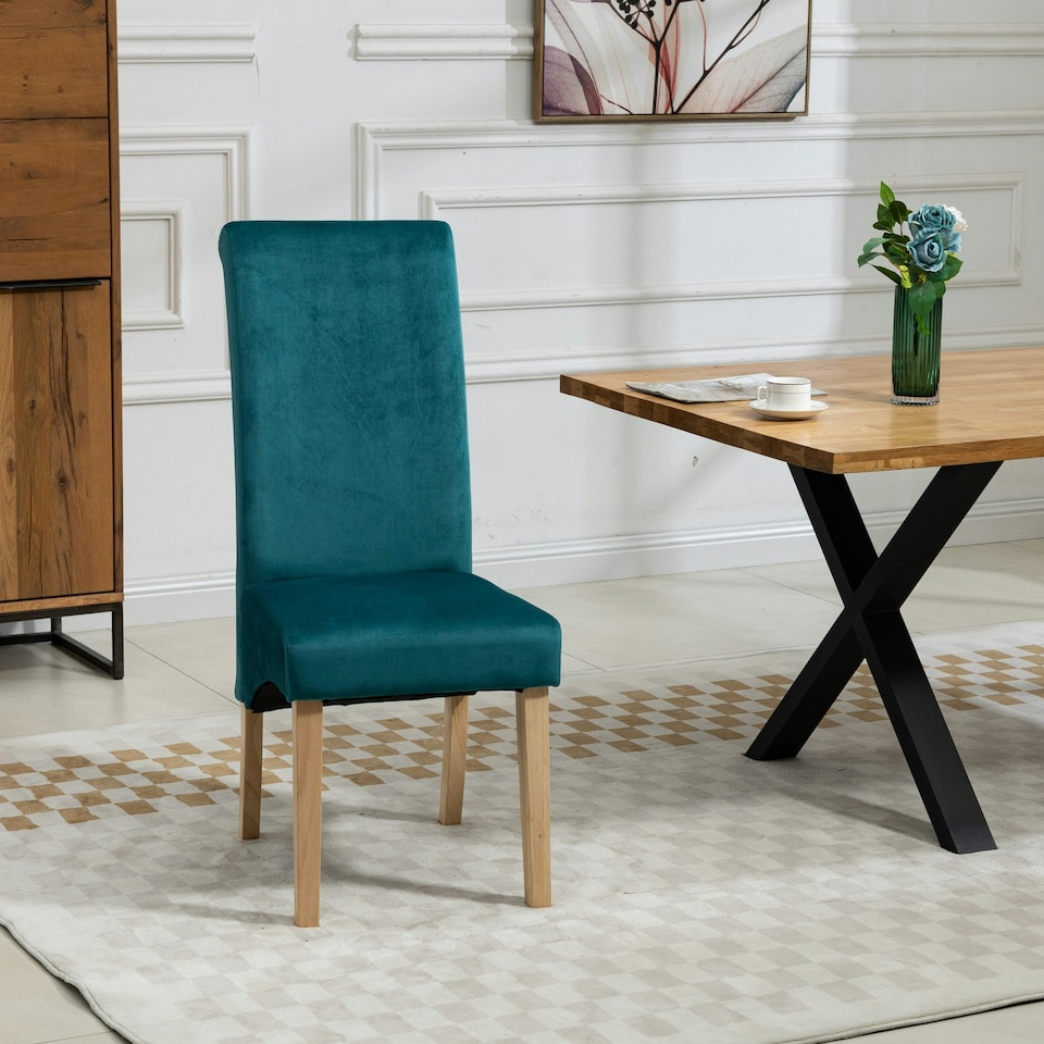 image 1 of Rimini Velvet Fabric Dining Chairs - Set of 2 - Teal