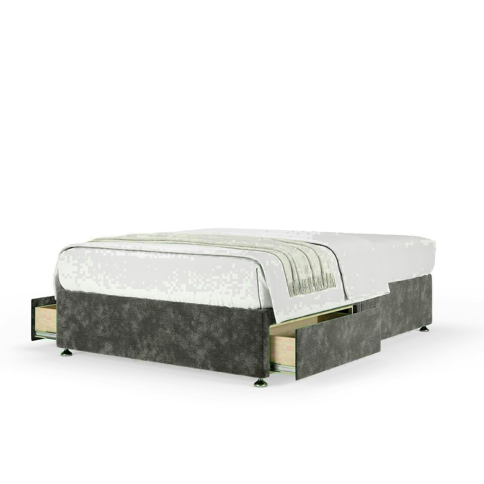 Charcoal Chenille 2 Drawer Divan Base Small Double