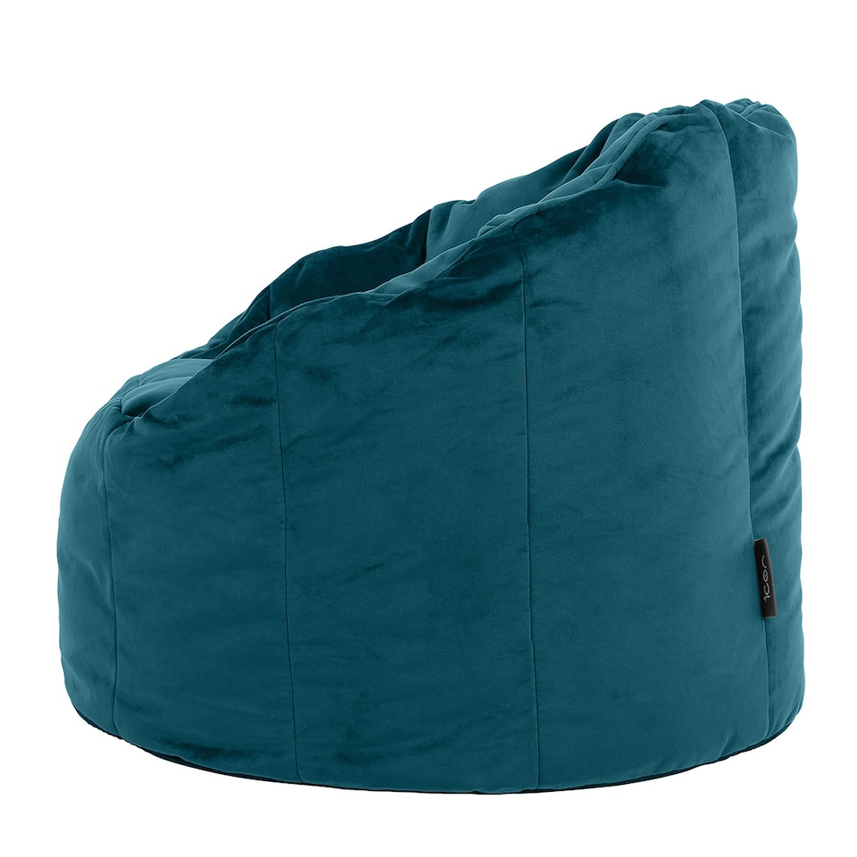 image 1 of icon Sirena Scallop Chair Bean Bag Teal Green Velvet Bean Bags