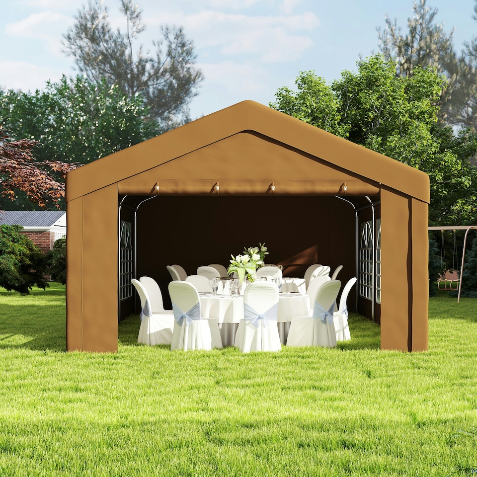 image 1 of Outsunny 6m Garden Gazebo Carport Shelter w/ Removable Sidewalls, Yellow