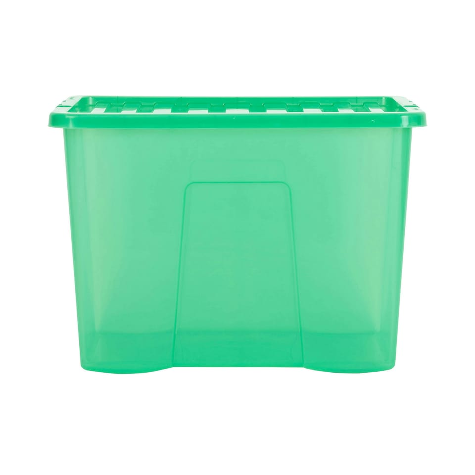 image 1 of Wham Crystal 5 x 80L Stackable Plastic Storage Boxes with Lids Green