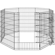 Yaheetech 8-Panel Metal Pet Playpen, 61 × 92 cm Black
