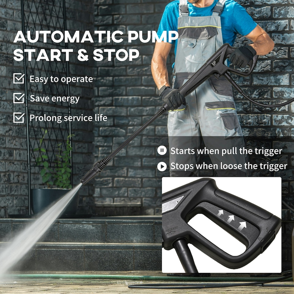 image 1 of DURHAND Portable Power Washer 1800W, 150 Bar, 510 L/h for Garden, Car, Green
