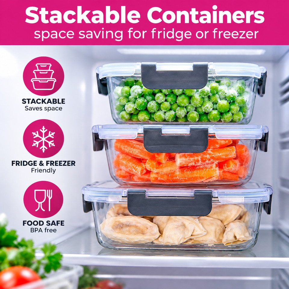 image 1 of Neo 10 Glass Containers & 10 Lids Food Storage Set - 10 Piece