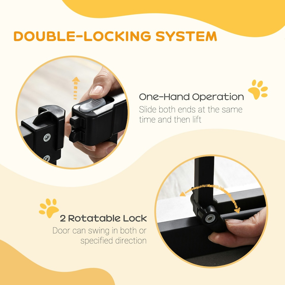 image 1 of PawHut 74-80cm Adjustable Metal Pet Gate Safety Barrier w/ Auto-Close Door Black