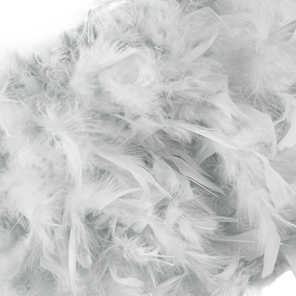 image 1 of Modern and Chic Real Grey Feather Floor Lamp with Satin Nickel Base and Switch | Grey