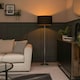 image 2 of ValueLights Charlie White Stem Table Lamp Cartoon Dino Shade & Bulb Black