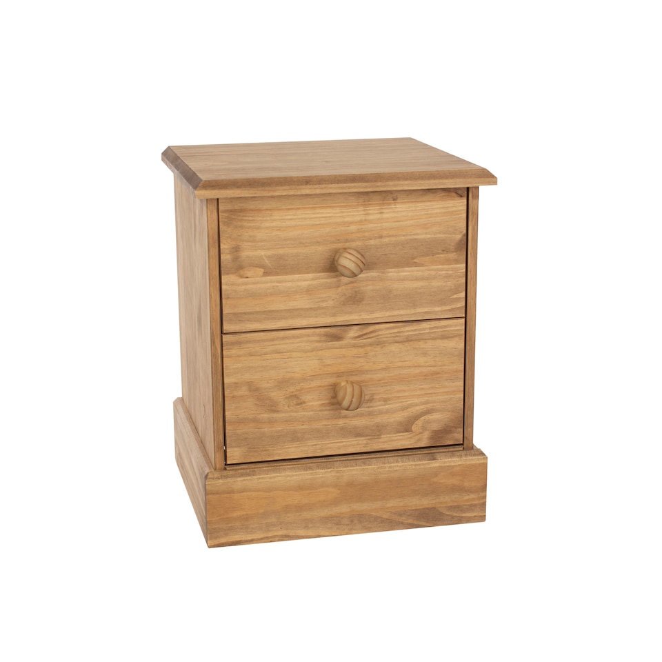 image 1 of Cotswold 2 Drawer Bedside Cabinet - Antique Waxed Pine, Traditional Rustic Country Design | Brown | Antique Waxed Pine | One Size | 1