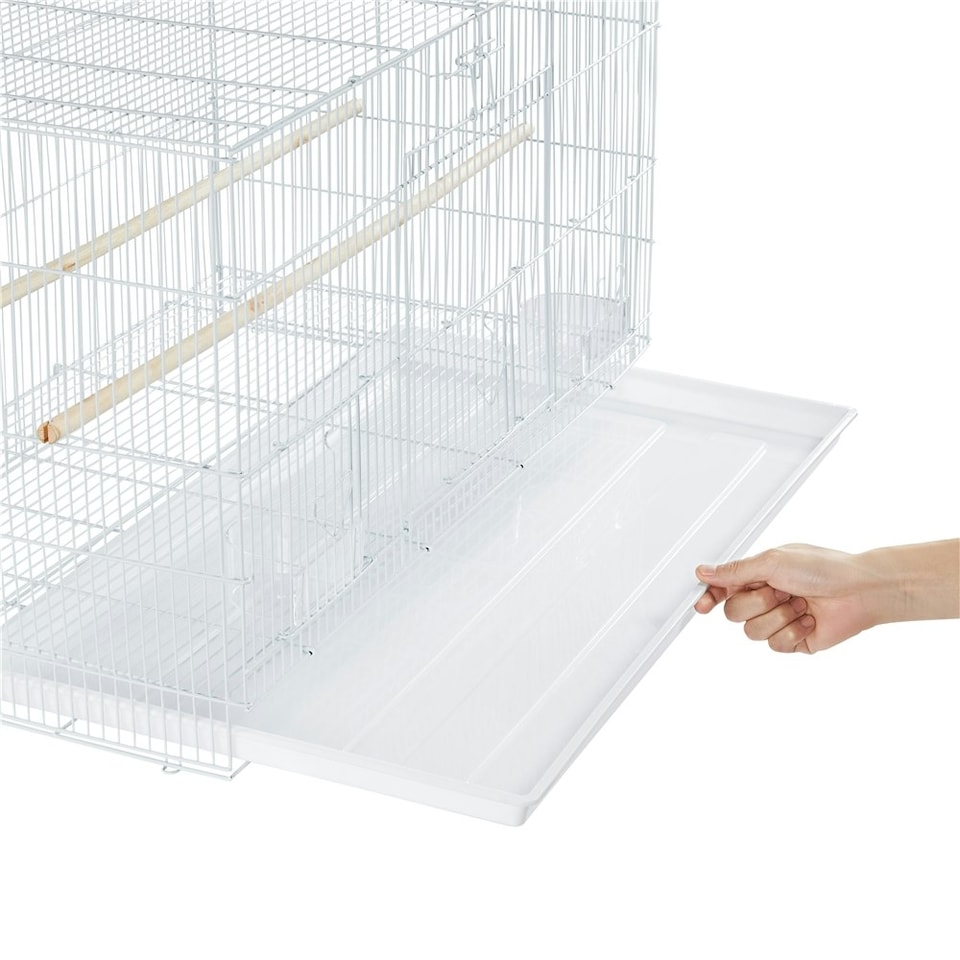 image 1 of Yaheetech 118.5 cm Flight Cage with Rolling Stand and Slide-out Tray White