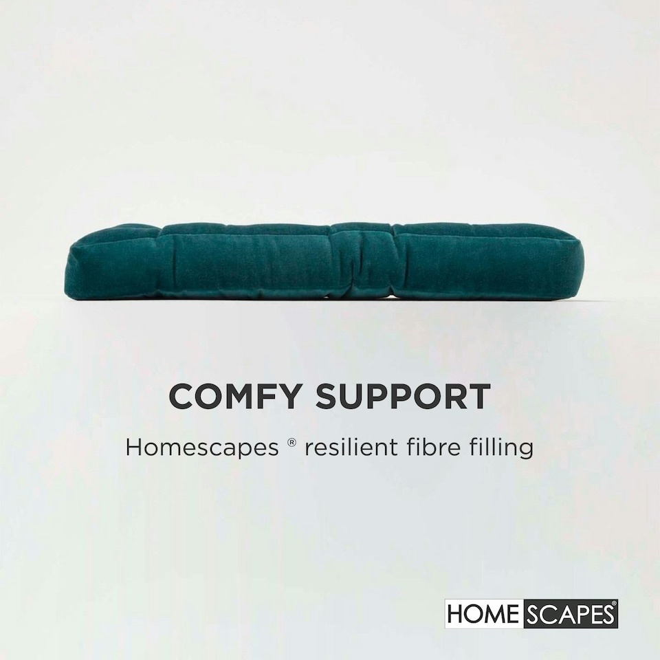 image 1 of Homescapes Teal Green Quilted Velvet Chair Pad - 40 x 40 cm Green