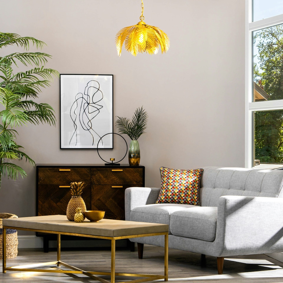 image 1 of BHS Brookby Palm Pendant, Satin Brass