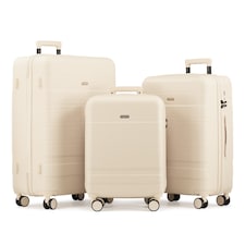 Vonhaus Hard Shell Suitcase Set 3 Piece with TSA Lock | White | Cream