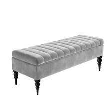 137cm Sierra Striped Naples Upholstered Ottoman Storage Bench with Black Turned Wooden Legs- Silver Shoes Storage Bench
