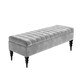 image 1 of 137cm Sierra Striped Naples Upholstered Ottoman Storage Bench with Black Turned Wooden Legs- Silver Shoes Storage Bench