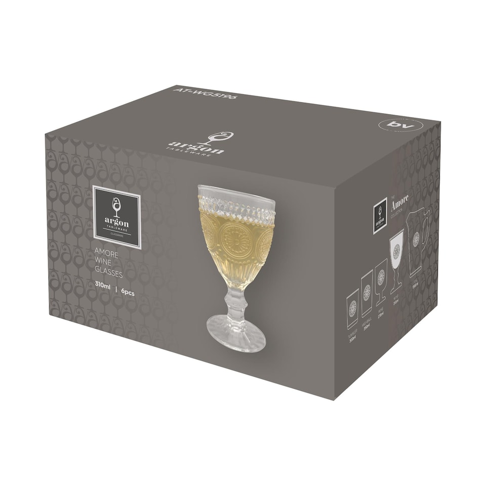 image 1 of Argon Tableware Amore Ribbed Wine Glasses - 310ml | Clear | Clear | 6