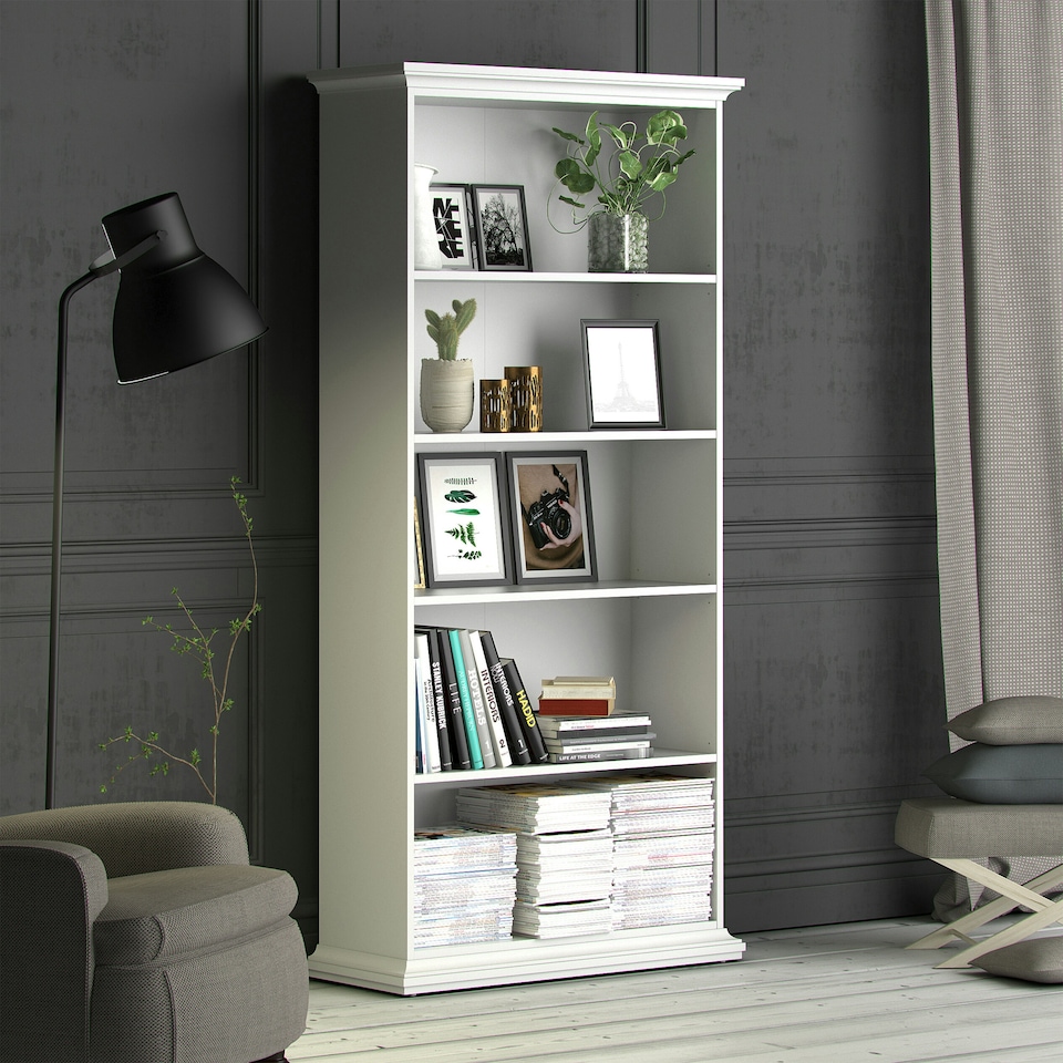 image 1 of Paris Tall Bookcase in White
