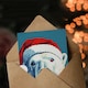 image 3 of Polar Bear With Santa Hat Blue Red Blank For Him Or Her Art Xmas Festive Christmas Card